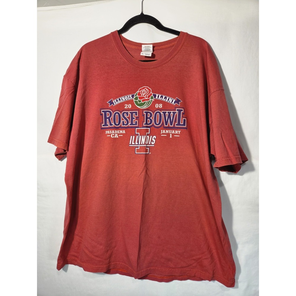 Rose Bowl 2008 Illinois Illini Men 2XL Red Excellent Graphic Football T-Shirt
